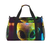 Alien Planet print Carry on Luggage for Women Men Shoulder Weekender Crossbody Bag for Yoga Travel Must Haves, Black, One Size