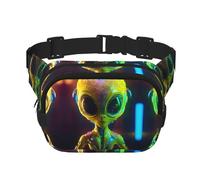 Alien Planet Print Men and Women Square Double Layer Waist Bag Workout Crossbody Travel Waist Bag, Black, One Size