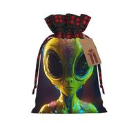 Alien Planet Print Xmas Drawstring Gift Bag Festive Christmas Reusable Wrapping Bags Needs
