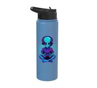 Alien Playing Video Games Gamer Gaming Stainless Steel Insulated Water Bottle