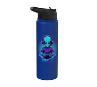 Alien Playing Video Games Gamer Gaming Stainless Steel Insulated Water Bottle