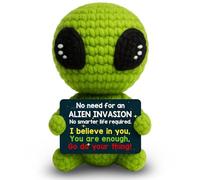 Alien Plush,Crochet Alien Toy for Kids and Sci-Fi Fans, Positive Affirmations Gift for Women, Emotional Support Crochet, Cute Room Decor