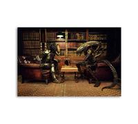 ALIEN-PREDATOR Playing Chess Poster Decorative Painting Canvas Wall Posters And Art Picture Print Modern Family Bedroom Decor Posters 24x36inch(60x90cm)