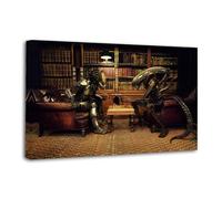ALIEN-PREDATOR Playing Chess Poster Decorative Painting Canvas Wall Posters And Art Picture Print Modern Family Bedroom Decor Posters 16x24inch(40x60cm)