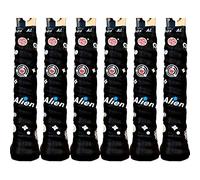 Alien Pros Tennis Grip Tape - Precut and Dry Feel Tennis Overgrip - Wrap Your Racquet for High Performance (6 Pack, Black)