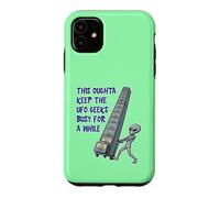 Alien Pushing Top-Secret UFO Files Funny Sci Fi Graphic Case for iPhone 11