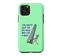 Alien Pushing Top-Secret UFO Files Funny Sci Fi Graphic Case for iPhone 11 Pro