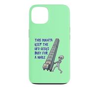 Alien Pushing Top-Secret UFO Files Funny Sci Fi Graphic Case for iPhone 13