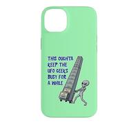 Alien Pushing Top-Secret UFO Files Funny Sci Fi Graphic Case for iPhone 14 Plus