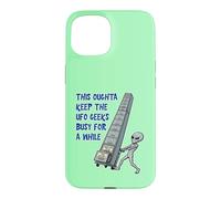 Alien Pushing Top-Secret UFO Files Funny Sci Fi Graphic Case for iPhone 15