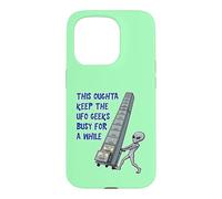 Alien Pushing Top-Secret UFO Files Funny Sci Fi Graphic Case for iPhone 15 Pro
