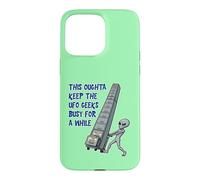 Alien Pushing Top-Secret UFO Files Funny Sci Fi Graphic Case for iPhone 15 Pro Max
