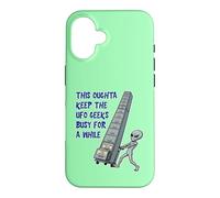 Alien Pushing Top-Secret UFO Files Funny Sci Fi Graphic Case for iPhone 16