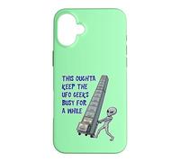 Alien Pushing Top-Secret UFO Files Funny Sci Fi Graphic Case for iPhone 16 Plus