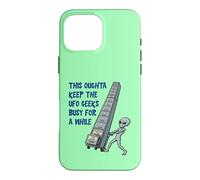 Alien Pushing Top-Secret UFO Files Funny Sci Fi Graphic Case for iPhone 16 Pro Max