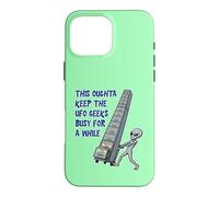 Alien Pushing Top-Secret UFO Files Funny Sci Fi Graphic Case for iPhone 16 Pro Max