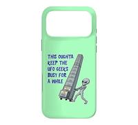 Alien Pushing Top-Secret UFO Files Funny Sci Fi Graphic Case for iPhone 17 Pro Max