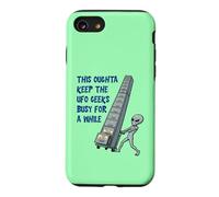 Alien Pushing Top-Secret UFO Files Funny Sci Fi Graphic Case for iPhone SE (2020) / 7/8
