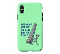 Alien Pushing Top-Secret UFO Files Funny Sci Fi Graphic Case for iPhone X/XS