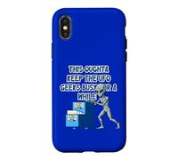 Alien Pushing Top-Secret UFO Files Funny Sci Fi Graphic Case for iPhone X/XS