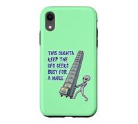 Alien Pushing Top-Secret UFO Files Funny Sci Fi Graphic Case for iPhone XR
