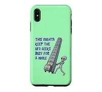 Alien Pushing Top-Secret UFO Files Funny Sci Fi Graphic Case for iPhone XS Max