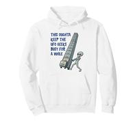 Alien Pushing Top-Secret UFO Files Funny Sci Fi Graphic Pullover Hoodie