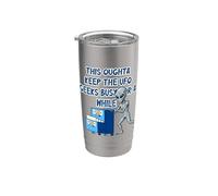 Alien Pushing Top-Secret UFO Files Funny Sci Fi Graphic Stainless Steel Insulated Tumbler