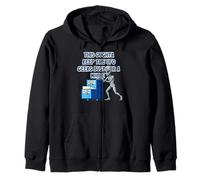 Alien Pushing Top-Secret UFO Files Funny Sci Fi Graphic Zip Hoodie