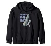 Alien Pushing Top-Secret UFO Files Funny Sci Fi Graphic Zip Hoodie
