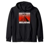 Alien Pyramid Believe UFO Design Zip Hoodie
