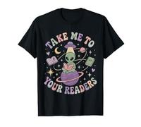 Alien Reading Book Lover Space Reader Librarian Value Graphic T-Shirt