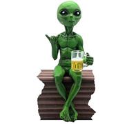 Alien Resin Statue Ornament, Funny Garden Ornaments, Cool Stuff with Ancient Aliens Ornament, Indoor Outdoor Yard Decor for Home Office Collectible Figurine Gift