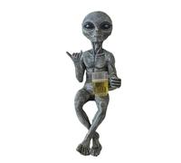 Alien Resin Statue Ornament, Funny Garden Ornaments, Cool Stuff with Ancient Aliens Ornament, Indoor Outdoor Yard Decor for Home Office Collectible Figurine Gift