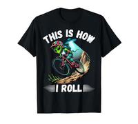 Alien Ride Mountain Bike Funny This is How I Roll Biker Value Graphic T-Shirt, Men, Black, S
