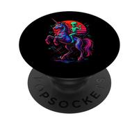 Alien Rides Rainbow Unicorn Retro Area 51 PopSockets Adhesive PopGrip