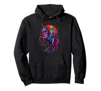 Alien Rides Rainbow Unicorn Retro Area 51 Pullover Hoodie