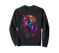 Alien Rides Rainbow Unicorn Retro Area 51 Sweatshirt