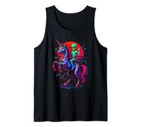 Alien Rides Rainbow Unicorn Retro Area 51 Tank Top
