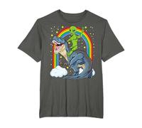 Alien Riding Dinosaur T rex Rainbow Space Galaxy Men Women T-Shirt
