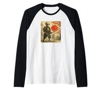 Alien Samurai UFO Japanese Warrior Costume Sumi-e Art Funny Raglan Baseball Tee