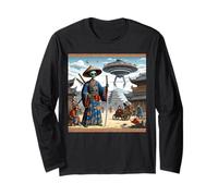 Alien Samurai Warrior Invasion Flying Saucers Long Sleeve T-Shirt