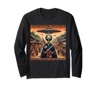 Alien Samurai Warrior Invasion Flying Saucers Long Sleeve T-Shirt
