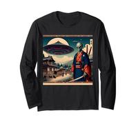 Alien Samurai Warrior Invasion Flying Saucers Long Sleeve T-Shirt
