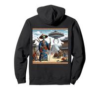 Alien Samurai Warrior Invasion Flying Saucers Pullover Hoodie