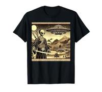 Alien Samurai Warrior Invasion Flying Saucers T-Shirt