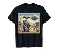 Alien Samurai Warrior Invasion Flying Saucers T-Shirt