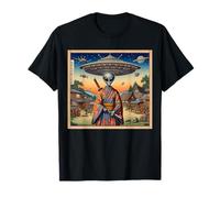 Alien Samurai Warrior Invasion Flying Saucers T-Shirt
