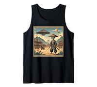 Alien Samurai Warrior Invasion Flying Saucers Tank Top