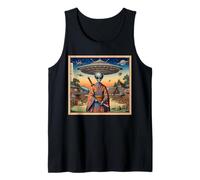 Alien Samurai Warrior Invasion Flying Saucers Tank Top
